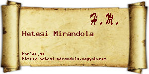 Hetesi Mirandola névjegykártya